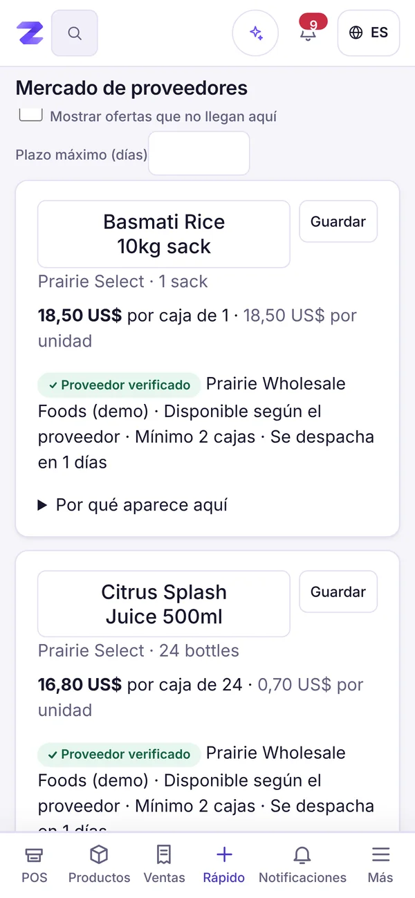 Ofertas mayoristas, nunca ordenadas por comisiones