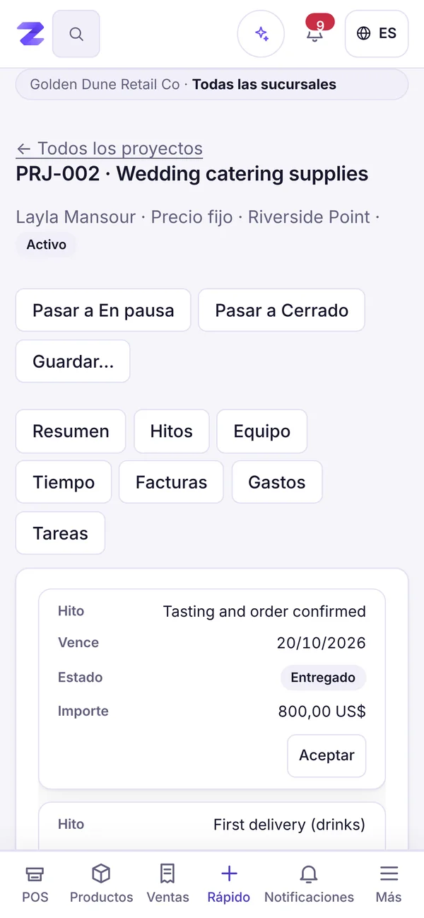 Proyectos con hitos, tiempo y presupuesto