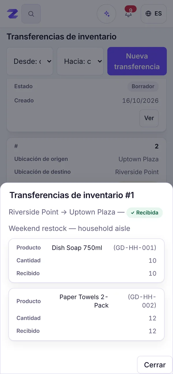 Transferencias con estado claro